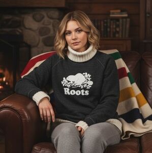 Roots Charcoal Mix Crew Neck Sweater